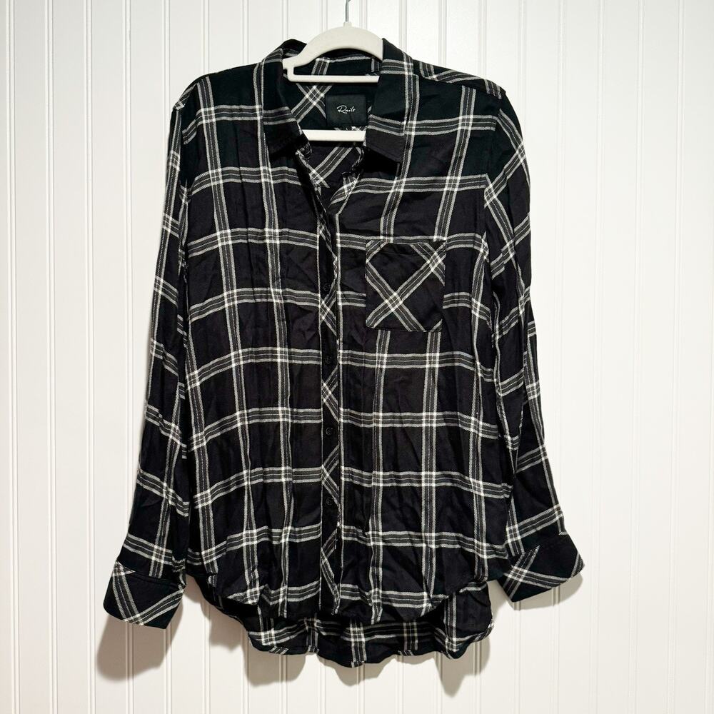 Rails Hunter Plaid Shirt Black Ivory Size Large - Picture 2 of 8